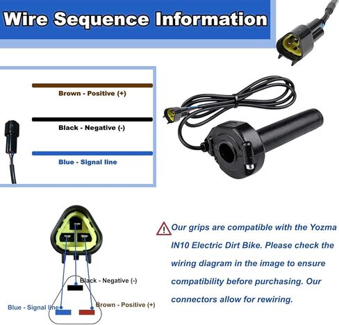 Compatible Fit for Yozma IN10 Electric Dirt Bike Twist Throttle, Yozma Throttle Grip Assembly with Rolling Bearing, Full Twist Throttle & Cable Kit, Replacing OEM Yozma IN10 Throttle Parts for E-Bike in Kuwait