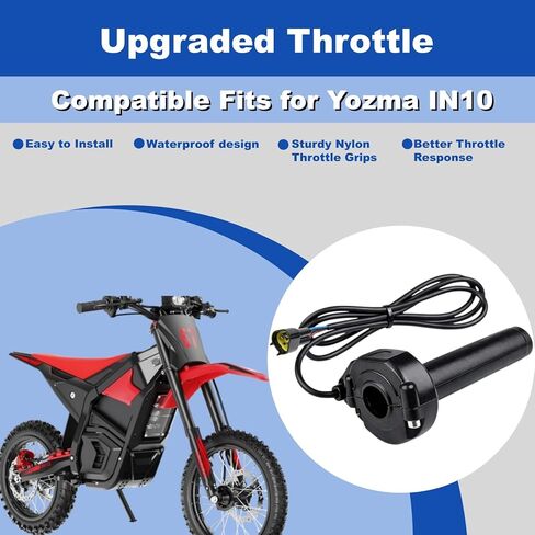 Compatible Fit for Yozma IN10 Electric Dirt Bike Twist Throttle, Yozma Throttle Grip Assembly with Rolling Bearing, Full Twist Throttle & Cable Kit, Replacing OEM Yozma IN10 Throttle Parts for E-Bike in Kuwait
