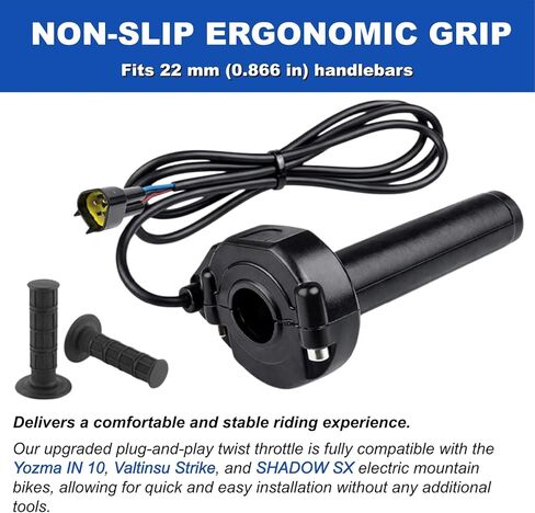 Compatible Fit for Yozma IN10 Electric Dirt Bike Twist Throttle, Yozma Throttle Grip Assembly with Rolling Bearing, Full Twist Throttle & Cable Kit, Replacing OEM Yozma IN10 Throttle Parts for E-Bike in Kuwait