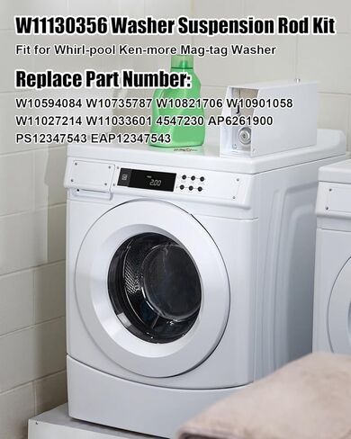 طقم قضيب تعليق الغسالة W11130356 مقاس 28.3 بوصة مناسب لغسالة Whirl-Pool Ken-More Mag-tag، يستبدل W10594084 W10735787 W10821706 W10901058 W11027214 W11033601 4547230 AP6261900 PS12347543، 4 قطع in Kuwait