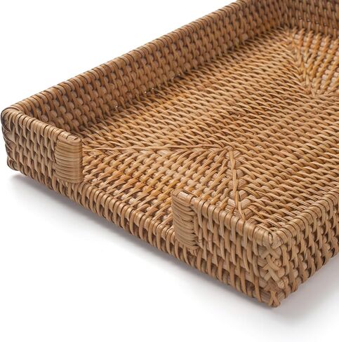 Rattan Letter Tray, Wicker Desk Tray, Woven Desk Organizer, A4 Paper, Document, File, Mail, Magazine Storage Basket for Office, Classroom, Home Desktop in Kuwait