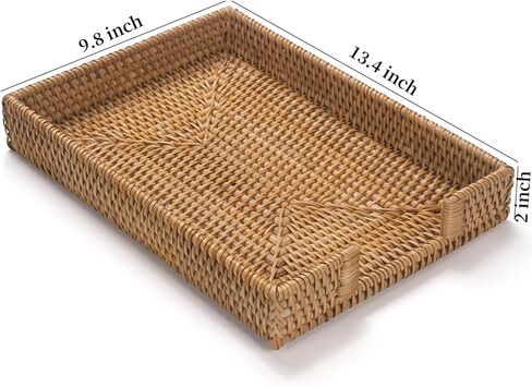 Rattan Letter Tray, Wicker Desk Tray, Woven Desk Organizer, A4 Paper, Document, File, Mail, Magazine Storage Basket for Office, Classroom, Home Desktop in Kuwait