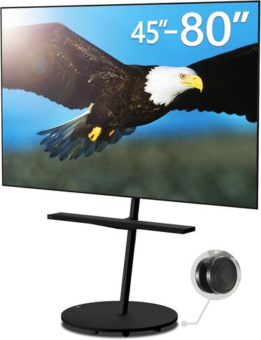 WALL Seven Stand A2 Grand | Rolling TV Stand for 45–80" w/ 37.4" Soundbar Shelf | Satin Black | Portable TV Stand with Shelf | Height Adjustable, Space Saving, for Living Room, Bedroom and Office in Kuwait