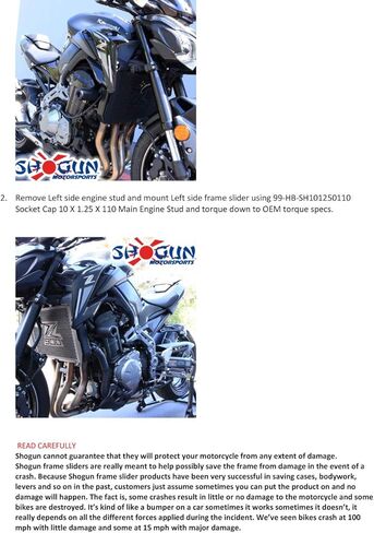 Shogun USA Made Kaw Z900 Z 900 No Cut PA2 Frame Sliders Black 2017 2018 2019 2020 2021 2022 2023 2024 2025 2026 Fits ABS & Non ABS Models - 715-4849 in Kuwait