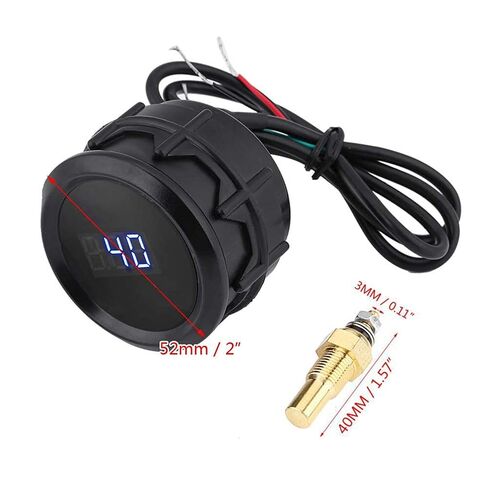 مقياس درجة حرارة الماء الرقمي LED الأزرق مقاس 2 بوصة 52 مم - مراقب سائل تبريد السيارة العالمي 12 فولت، نطاق 40-150 درجة مئوية للسيارات والشاحنات in Kuwait
