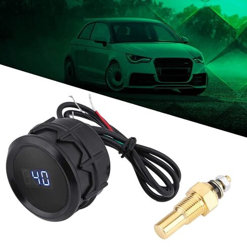 مقياس درجة حرارة الماء الرقمي مقاس 2 بوصة 52 مم مزود بمؤشر LED أزرق - مراقب تبريد السيارة العالمي 12 فولت، نطاق 40-150 درجة مئوية لمعظم المركبات in Kuwait