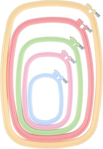 MySHUCE 5 Pack Size Square Embroidery Hoops Set, Plastic Cross Stitch Hoops 5 Inch 6 Inch 10 Inch 12 Inch 15 Inch Reusable Frames Rings for DIY Embroidery Craft Sewing Project (5 Colors) in Kuwait