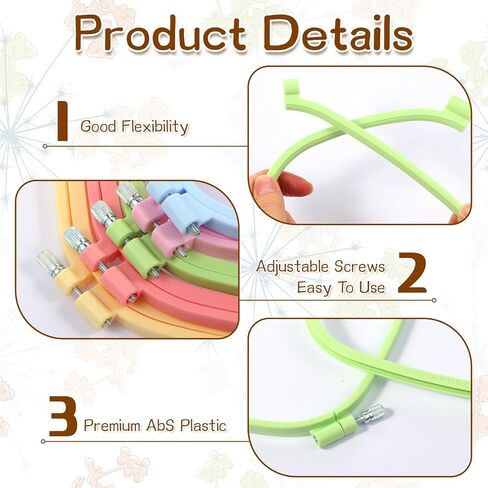 MySHUCE 5 Pack Size Square Embroidery Hoops Set, Plastic Cross Stitch Hoops 5 Inch 6 Inch 10 Inch 12 Inch 15 Inch Reusable Frames Rings for DIY Embroidery Craft Sewing Project (5 Colors) in Kuwait