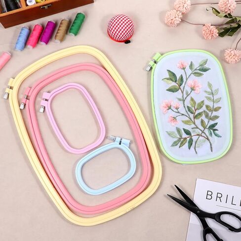 MySHUCE 5 Pack Size Square Embroidery Hoops Set, Plastic Cross Stitch Hoops 5 Inch 6 Inch 10 Inch 12 Inch 15 Inch Reusable Frames Rings for DIY Embroidery Craft Sewing Project (5 Colors) in Kuwait