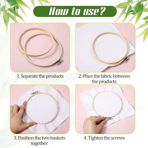 2 PCS Embroidery Hoop with Metal Screw, 4 Inch 6 Inch Bamboo Frame Circle Cross Stitchs Hoops Adjustable Bamboo Croses Stitch Hoop Ring Round Embroiderys Hoops Set for Friendly Embroidery, Cross Stitc in Kuwait