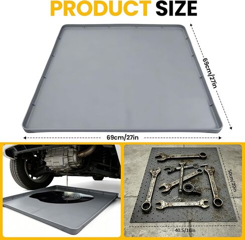 8 Pcs Oil Drip Pan For Under Car Set,With Raised Edge,and 5 Large Oil Absorbent Pads, Storage Pouch & Gloves, Waterproof No Splatter Reusable Oil Tray,27 X 27 In Oil Spill Mat For Garage Floor in Kuwait