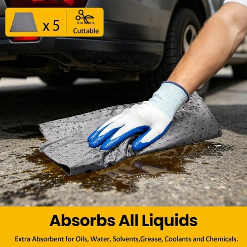 8 Pcs Oil Drip Pan For Under Car Set,With Raised Edge,and 5 Large Oil Absorbent Pads, Storage Pouch & Gloves, Waterproof No Splatter Reusable Oil Tray,27 X 27 In Oil Spill Mat For Garage Floor in Kuwait