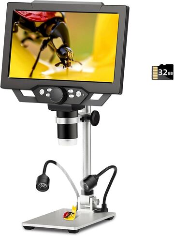 Koolertron 4.3 inch Digital Microscope with 32g TF Card,1080P 1000X Magnification Handheld Microscope Camera,8 LED Light,Rechargeable Battery Microscope for Coins/Circuit Board Repair/Plant/Rock in Saudi Arabia