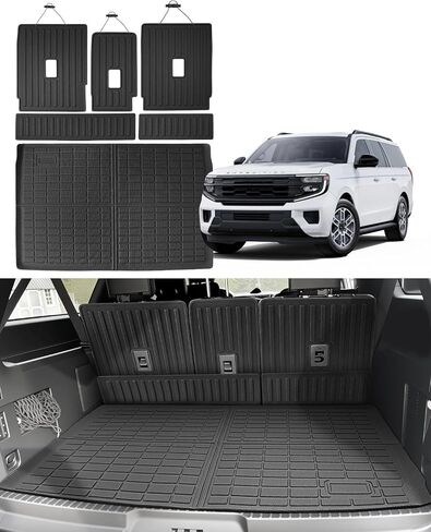 سجادة شحن لسيارة Ford Expedition MAX 2025 2026 (تناسب فقط مقاعد MAX 7/8) مع حماية مسند الظهر، وبطانة صندوق السيارة TPE لجميع الأحوال الجوية وغطاء خلفي للمقعد الخلفي in Kuwait