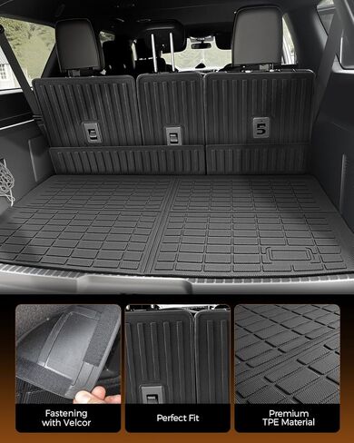 سجادة شحن لسيارة Ford Expedition MAX 2025 2026 (تناسب فقط مقاعد MAX 7/8) مع حماية مسند الظهر، وبطانة صندوق السيارة TPE لجميع الأحوال الجوية وغطاء خلفي للمقعد الخلفي in Kuwait