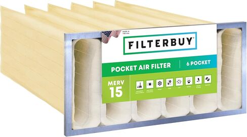 مرشح هواء Filterbuy 12x24x22 بديل لـ 6 جيوب MERV 15 HVAC (عبوة واحدة) in Kuwait