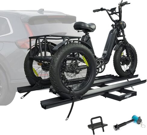 Hitch Mount Trike Rack for Tricycles - Bike Rack with 3 Ramps for Fat Tires Electric Trike, Adjustable Etrike Rack for Adult Tricycle, Folding Trikes Carrier for Cars, Trucks, SUVs, RVs 2" Receiver in Kuwait