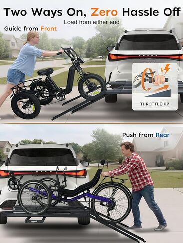Hitch Mount Trike Rack for Tricycles - Bike Rack with 3 Ramps for Fat Tires Electric Trike, Adjustable Etrike Rack for Adult Tricycle, Folding Trikes Carrier for Cars, Trucks, SUVs, RVs 2" Receiver in Kuwait