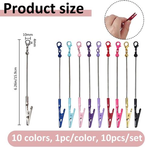 SUPERFINDINGS 10 قطع 10 ألوان مشبك تمساح سلكي معدني 6.2 بوصة سبيكة مشبك تمساح طويل الذيل مشبك حامل حامل صور حامل مذكرة مشبك للصور، مذكرة قائمة مذكرة DIY ديكور الحرف اليدوية in Kuwait