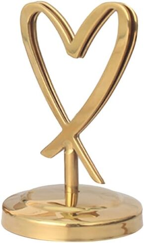 Heart Shaped Table Holder Clip with Base Wedding Desktop Decor Photo and Memo Note Holder for Office Party Home Chic Golden Metal Card Display in Kuwait
