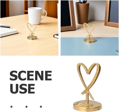 Heart Shaped Table Holder Clip with Base Wedding Desktop Decor Photo and Memo Note Holder for Office Party Home Chic Golden Metal Card Display in Kuwait