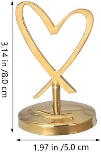 Heart Shaped Table Holder Clip with Base Wedding Desktop Decor Photo and Memo Note Holder for Office Party Home Chic Golden Metal Card Display in Kuwait