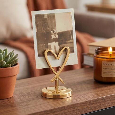 Heart Shaped Table Holder Clip with Base Wedding Desktop Decor Photo and Memo Note Holder for Office Party Home Chic Golden Metal Card Display in Kuwait