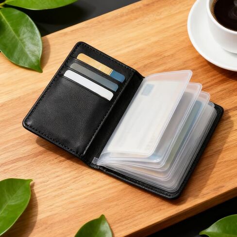 CRASPIRE 2 Sets Wallet Insert 20 Slots/10 Slots Vinyl Credit Card Holder Clear Transparent Travelers Plastic Protective Sleeves for Medicare Social Security ID Photo Picture Men Women Bifold Invoice in Kuwait