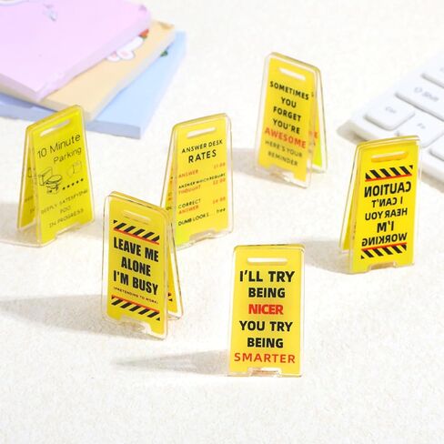6 Pack Overstimulated Desk Sign Funny Desk Signs for Coworker Gifts Funny Sticky Note Holder Mini Desk Sign Decor for Office Gifts Boss Humorous Work Forecast Desks Warning Sign in Kuwait