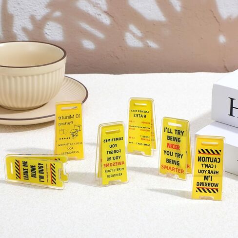 6 Pack Overstimulated Desk Sign Funny Desk Signs for Coworker Gifts Funny Sticky Note Holder Mini Desk Sign Decor for Office Gifts Boss Humorous Work Forecast Desks Warning Sign in Kuwait