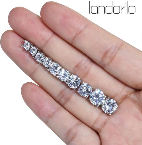 5 Pairs Stud Earrings Set 18K White Gold Plated Cubic Zirconia Hypoallergenic Earrings Pack CZ 4-8mm in Saudi Arabia