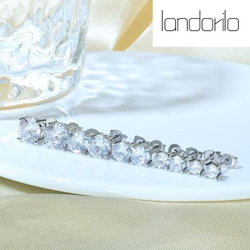 5 Pairs Stud Earrings Set 18K White Gold Plated Cubic Zirconia Hypoallergenic Earrings Pack CZ 4-8mm in Saudi Arabia