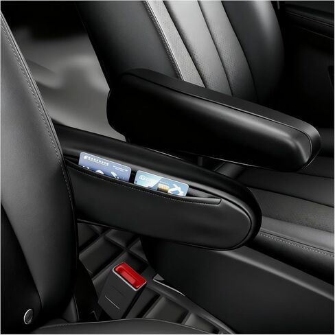 2PCS Leather Arm Rest Cover for Car with Side Pocket,Soft & Comfortable Car Armrest Cover for Anti-Scratch Protection,Universal Cars Arm Rest Covers Pad Cars Interior Accessories in Kuwait