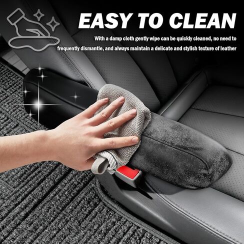 2PCS Leather Arm Rest Cover for Car with Side Pocket,Soft & Comfortable Car Armrest Cover for Anti-Scratch Protection,Universal Cars Arm Rest Covers Pad Cars Interior Accessories in Kuwait