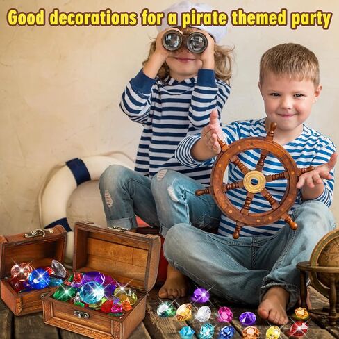 MARFOREVER Diving Gem Pool Toys (Only Box No Gem), 2 Pack Wooden Vintage Pirate Treasure Chest Pool Gem Boxes Vintage Treasures Box Toys for Summer Underwater Pirate Hunt Party Games Favors in Kuwait