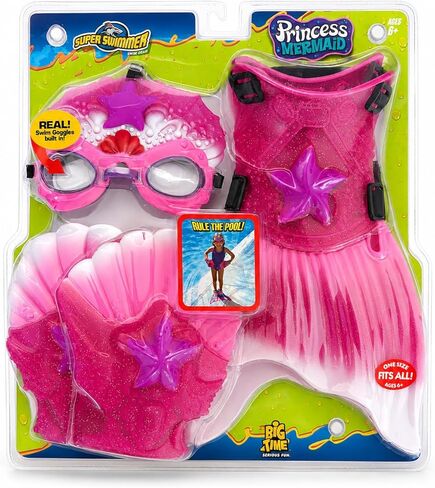 Super Swimmer Princess Mermaid Swim Gear for Kids – Princess Mask with Built-in Goggles, Flippers & Web Gloves – NEW Improved Straps & Buckles – Fun Mermaid Costume Pool Toy Ages 4-12 in Kuwait