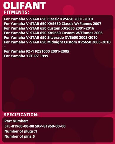 منظم الجهد المعدل لياماها V-STAR 650 XVS650 2001-2016/FZ-1 FZS1000 2001-2005/YZF-R7 1999 استبدال 5FL-81960-00-00 5KP-81960-00-00 in Kuwait