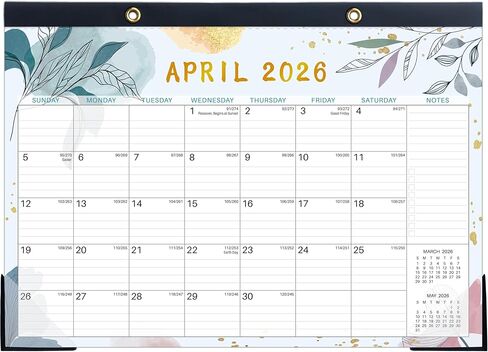 Desk Calendar 2026-2027 – Apr 2026 – Dec 2027, 21 Monthly Desk Calendar, 2026 Large Desk Calendar, 17'' x 12'', 2026-2027 Desk/Wall Calendar with Ruled Blocks, Notes, Desk Pad, 2 Corner Protectors in Kuwait