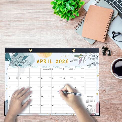 Desk Calendar 2026-2027 – Apr 2026 – Dec 2027, 21 Monthly Desk Calendar, 2026 Large Desk Calendar, 17'' x 12'', 2026-2027 Desk/Wall Calendar with Ruled Blocks, Notes, Desk Pad, 2 Corner Protectors in Kuwait