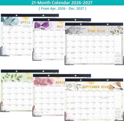 Desk Calendar 2026-2027 – Apr 2026 – Dec 2027, 21 Monthly Desk Calendar, 2026 Large Desk Calendar, 17'' x 12'', 2026-2027 Desk/Wall Calendar with Ruled Blocks, Notes, Desk Pad, 2 Corner Protectors in Kuwait