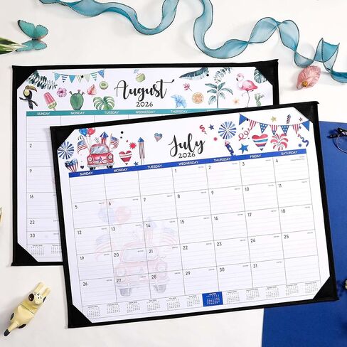 Desk Calendar 2026-2027 - 18 Months Desk Calendar 2026-2027 Large 22'' x 17'', from July 2026 to December 2027, Calendars with Protect Corner, Julian Dates in Kuwait