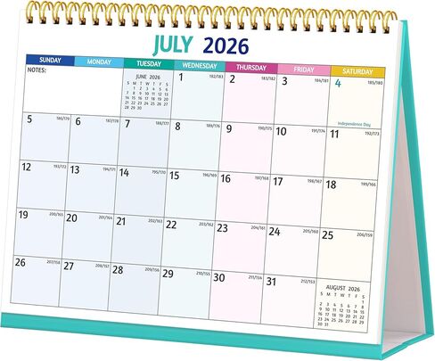 تقويم المكتب 2026-2027 - تقويم سطح المكتب القابل للطي 2026-2027، 18 شهرًا يوليو 2026 - ديسمبر 2027، 10 بوصة × 8 بوصة، كبير مع ملاحظات، المهام الواجبة، نظرة عامة سنوية، ورق سميك، رائع لسهولة التخطيط - متعدد الألوان in Kuwait