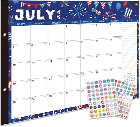 2026-2027 Desk Calendar - 22" x 17", 18 Month Calendar Jul 2026 - Dec 2027, Large Monthly Desktop Calendar with Daily Blocks, Thick Paper, Corner Protectors - Colorful(2 Stickers Included) in Kuwait