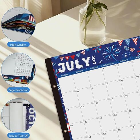2026-2027 Desk Calendar - 22" x 17", 18 Month Calendar Jul 2026 - Dec 2027, Large Monthly Desktop Calendar with Daily Blocks, Thick Paper, Corner Protectors - Colorful(2 Stickers Included) in Kuwait