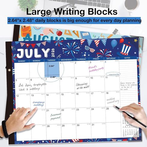 2026-2027 Desk Calendar - 22" x 17", 18 Month Calendar Jul 2026 - Dec 2027, Large Monthly Desktop Calendar with Daily Blocks, Thick Paper, Corner Protectors - Colorful(2 Stickers Included) in Kuwait