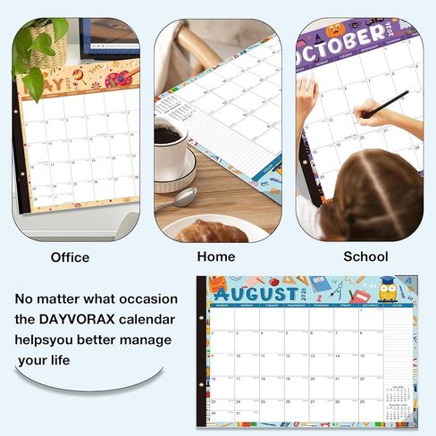 2026-2027 Desk Calendar - 22" x 17", 18 Month Calendar Jul 2026 - Dec 2027, Large Monthly Desktop Calendar with Daily Blocks, Thick Paper, Corner Protectors - Colorful(2 Stickers Included) in Kuwait