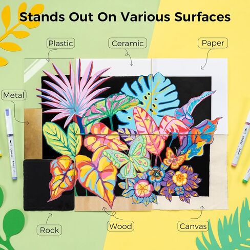 Ohuhu Acrylic Paint Markers Brush Tip: 48 Colors Automatic Ink Control Acrylic Markers High Opacity Paint Pens Water-Resistant Lightfast for Rock Painting 3D Prints Easter Egg Wood DIY Crafts - Kahuku in Kuwait