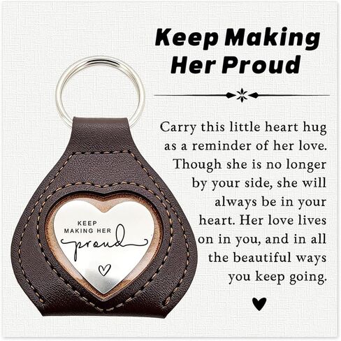 Memorial Gift for Daughter Son, Keep Making Her Proud Heart Hug Keychain, Sympathy Bereavement Keepsake for Loss of Mom Grandma, Comfort Reminder Token for Grief, In Memory Gift for Hard Days (Her) in Kuwait