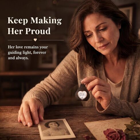Memorial Gift for Daughter Son, Keep Making Her Proud Heart Hug Keychain, Sympathy Bereavement Keepsake for Loss of Mom Grandma, Comfort Reminder Token for Grief, In Memory Gift for Hard Days (Her) in Kuwait