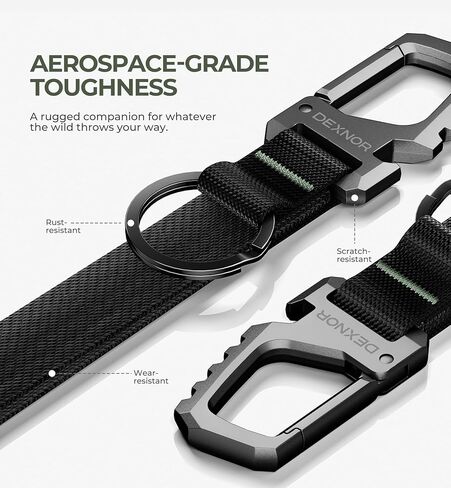 Dexnor Heavy Duty Carabiner Lanyard Keychain Strap for Keys and Everyday Carry Items, Bottle Opener Carabiner Clip Key Chain Keyring with Wrist Lanyard for Car Key Fob Organizer in Kuwait